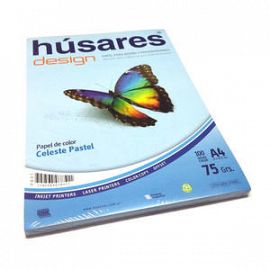 PAPEL COLOR HUSARES A4 75 GRS X 100 HS CELESTE PASTEL-7851