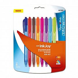 BOLIGRAFO PAPER MATE KILOMET INKJOY 100 RT X 8 UN LA3746