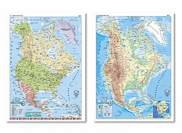 MAPA MURAL LAMINADO AMERICA DEL NORTE FIS/POL