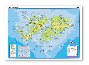 MAPA MURAL LAMINADO ISLAS MALVINAS 72 X 102