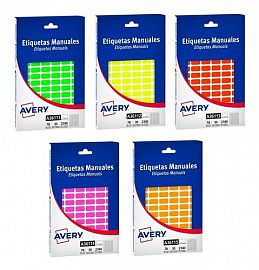 ETIQUETAS AVERY 3012- 8,1 X 19,4 MM COLOR PASTEL-CAJA