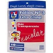 FOLIOS ESCOLARES LUMA PP EXTRA CRISTAL  X 10 UN