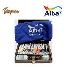 VALIJA P/ARTISTAS ALBA C/TEMPERAS X 12 UNIDADES 18 ML + ACCESORIOS MEDIANA 88009