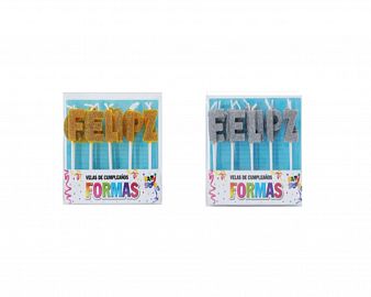 COTILLON VELAS FORMAS-SET FELIZ CUMPLE-DOR/PLAT (VS054/55)