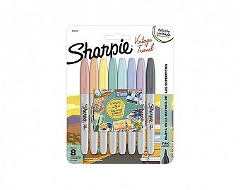 MARCADORES SHARPIE X 8 COL FINOS VINTAGE+ 5 STICKERS- 2152176