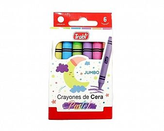 CRAYON DE CERA TRABI SUPER JUMBO PASTEL X 6 -TR1050