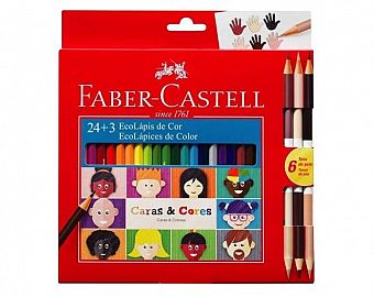 LAPICES DE COLORES FABER CASTELL ECO X 24 L + 3 BICOLOR PIEL- 210226