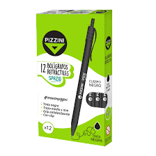 BOLIGRAFO PIZZINI RETRACTIL NEGRO  X 12  ART BR36NG