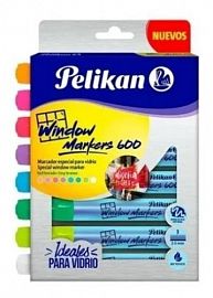 MARCADOR PELIKAN 600 P/VIDRIO X 8 UN SURTIDOS