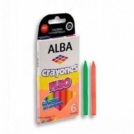 CRAYONES ALBA X 6 KINDER GRUESOS FLUO