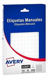 ETIQUETAS BLANCAS AVERY 3001- Ø 8 MM-CAJA