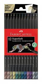 LAPICES DE COLORES FABER CASTELL ECO SUPER SOFT METALICOS X 12 UN-210722