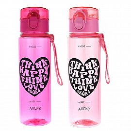 BOTELLA ESTAMPADA TAPA CLIC 500 ML THINK HAPPY/LET