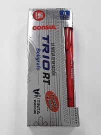 BOLIGRAFO CONSUL TRIO RET. 1 MM X 12 ROJO -TRIRT