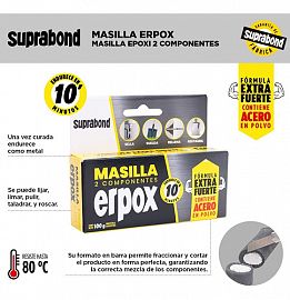 MASILLA 2 COMPONENTES ERPOX 10 MIN. CON ACERO EN POLVO 100 GR.