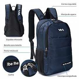 MOCHILA ESPALDA WANDERTEAM 31X14X45 CM AZUL / NEG - 34852/53