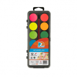 ACUARELA EZCO X 12 COLORES C/PINCEL Y ESTUCHE