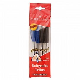 BOLIGRAFO FABER CASTELL 032 TRILUX PACK X4 - 2 AZ/1NEG/1ROJO- 343280