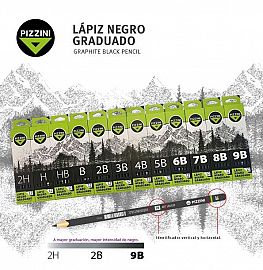 LAPIZ GRAFITO PIZZINI TRIANGULAR GRADUADO B X 12 - LMLGB