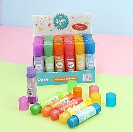 ADHESIVO EN BARRA WERO GLUE STICK C/GLITTER Y AROMA X 6 UN-3146