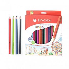 LAPICES DE COLORES SKYCOLOR INFINITY X 24 UN. LARGO - JJ101303-2