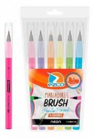 MARCADORES EZCO BRUSH PINCEL X 6 COL. NEON