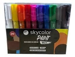 MARCADORES SKYCOLOR PAINT MIX  X 20 UN. CLASICOS+METALIZADOS- JJ205623-MIX