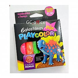 PLASTILINA PLAYCOLOR EN BARRITAS SURT.X 6 FLUO-