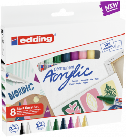 MARCADOR EDDING ACRYLIC SET NORDICO X 8 + 10 TARJETAS