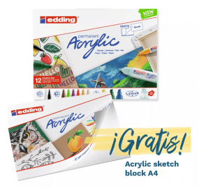 MARCADOR EDDING ACRYLIC SET CREATIVE X 12 + 10 TARJETAS A4