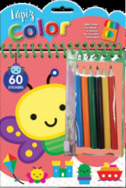 LIBRO P/PINTAR COL. LAPIZ COLOR-LIBRO+6 LAPICES+ PEGATINAS-BK326/7
