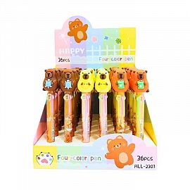 BOLIGRAFO MULTI X 4 COLORES CAPYBARA C/ANIMALITO CUERPO ESTAMPADO-27816