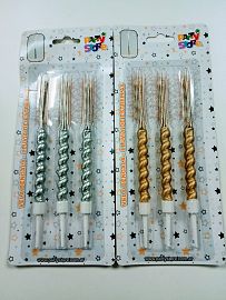 COTILLON VELA BENGALA ESPIRAL X 3 UNIDADES DOR/PL-VBTDO/VBTPL
