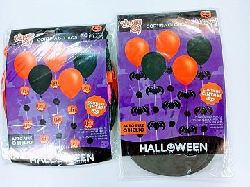 HALLOWEEN CORTINA DE GLOBOS-MURCIELAGO/CALABAZAS