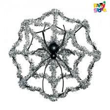 HALLOWEEN TELARAÑA CON ARAÑA TINSEL PLATEADA- HD854