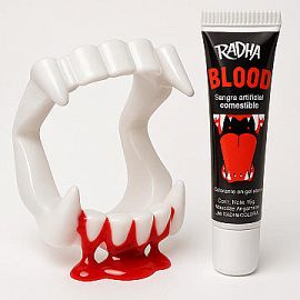 HALLOWEEN DIENTE DRACULA X 4 + SANGRE ARTIFICIAL TUKY-1064